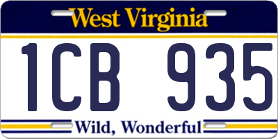 WV license plate 1CB935