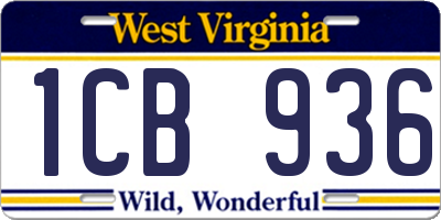 WV license plate 1CB936