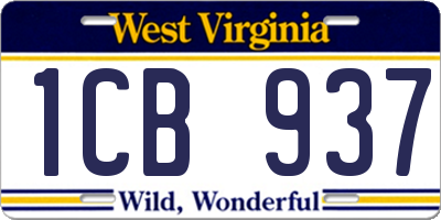 WV license plate 1CB937