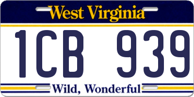 WV license plate 1CB939