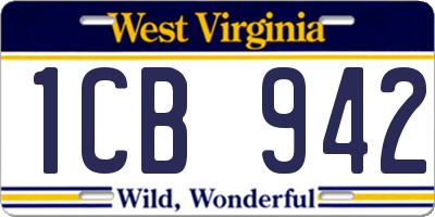 WV license plate 1CB942