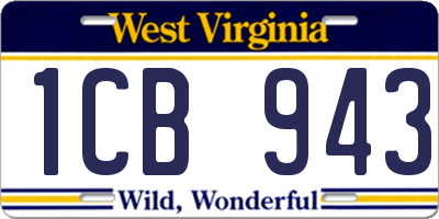 WV license plate 1CB943