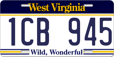 WV license plate 1CB945