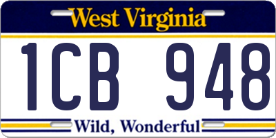 WV license plate 1CB948