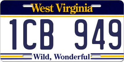 WV license plate 1CB949