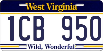 WV license plate 1CB950