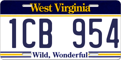 WV license plate 1CB954
