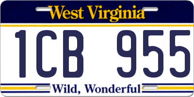 WV license plate 1CB955