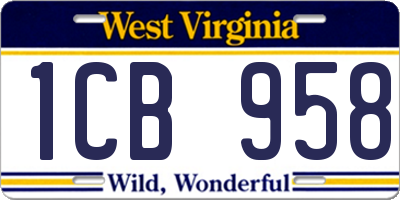 WV license plate 1CB958