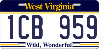 WV license plate 1CB959