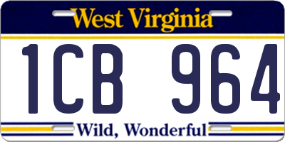 WV license plate 1CB964