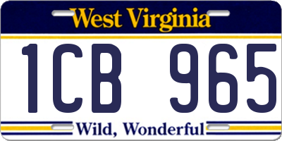 WV license plate 1CB965