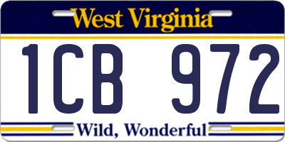 WV license plate 1CB972