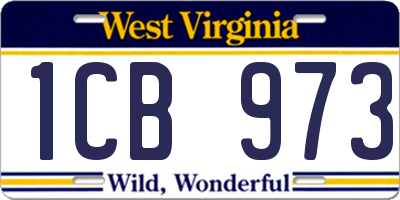WV license plate 1CB973
