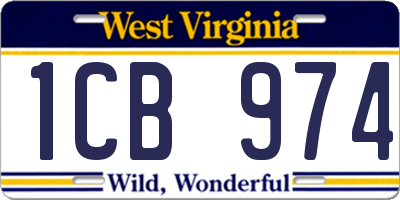WV license plate 1CB974