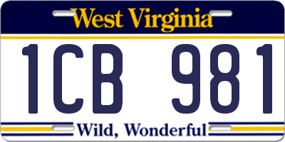 WV license plate 1CB981
