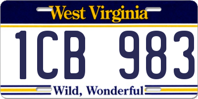 WV license plate 1CB983