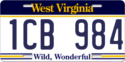 WV license plate 1CB984