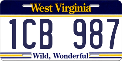 WV license plate 1CB987