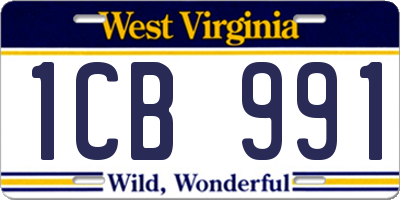 WV license plate 1CB991