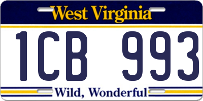 WV license plate 1CB993