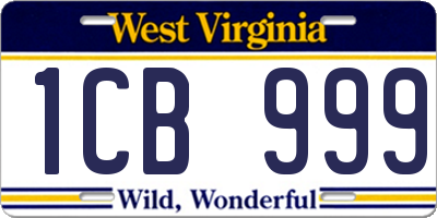 WV license plate 1CB999