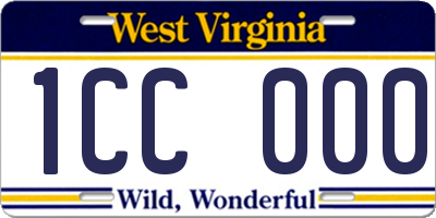 WV license plate 1CC000