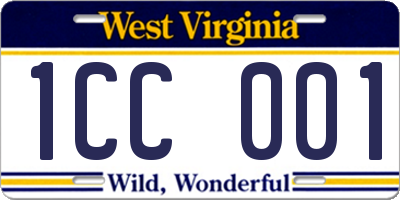WV license plate 1CC001