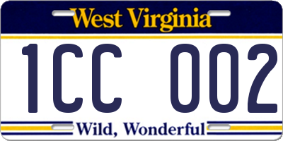 WV license plate 1CC002