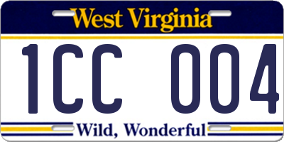 WV license plate 1CC004