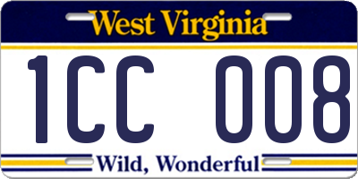 WV license plate 1CC008