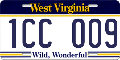 WV license plate 1CC009