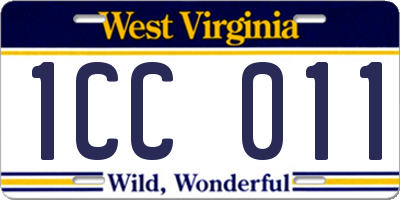 WV license plate 1CC011