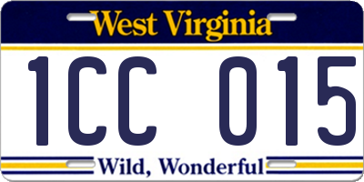 WV license plate 1CC015