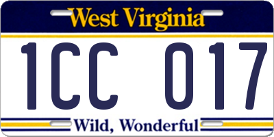 WV license plate 1CC017