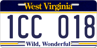WV license plate 1CC018