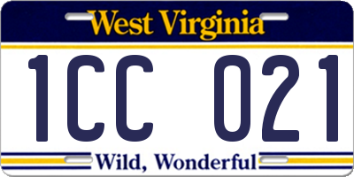 WV license plate 1CC021