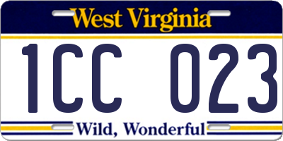 WV license plate 1CC023