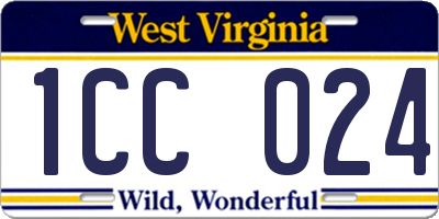 WV license plate 1CC024