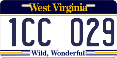 WV license plate 1CC029