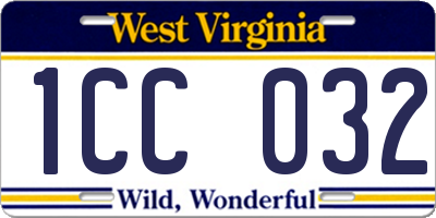 WV license plate 1CC032