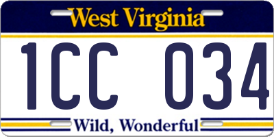 WV license plate 1CC034