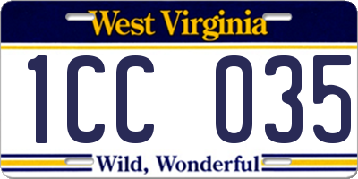 WV license plate 1CC035