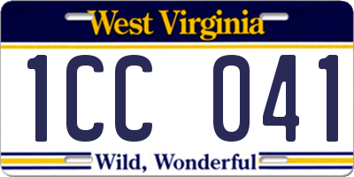WV license plate 1CC041