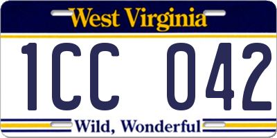 WV license plate 1CC042
