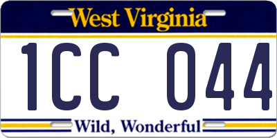 WV license plate 1CC044
