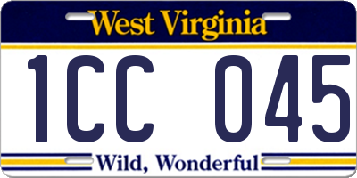 WV license plate 1CC045