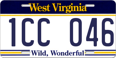 WV license plate 1CC046