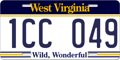 WV license plate 1CC049