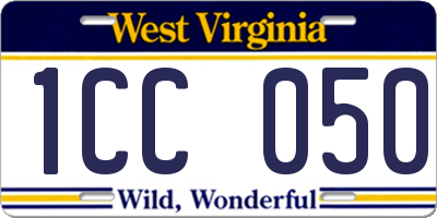 WV license plate 1CC050